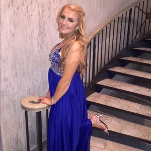 Long Royal Blue Sequin Prom Dress